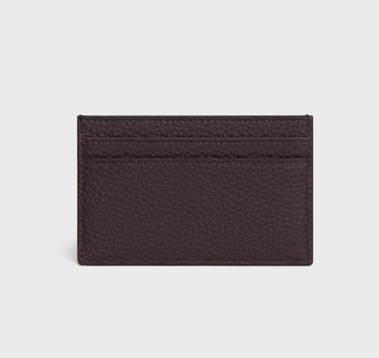 Celine Medium Card Holder In Grained Calfskin In Black