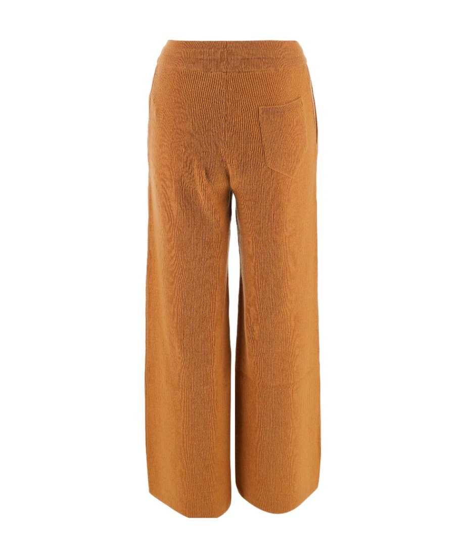 Nanushka Ribbed-knit Wide-leg Trousers In Brown