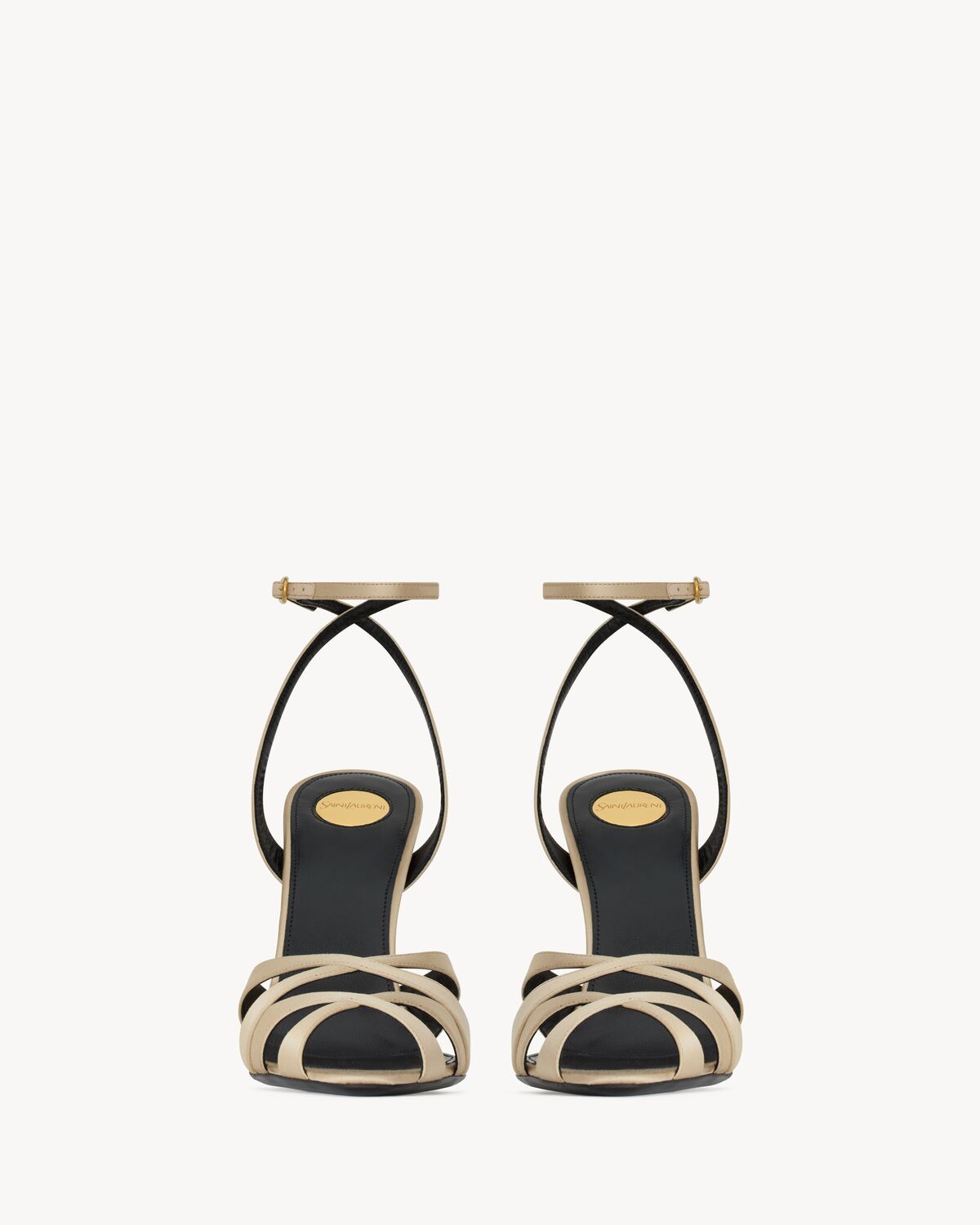 Saint Laurent Chandelle Sandals In Satin Crepe In Brown