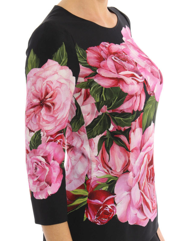 Dolce & Gabbana Crepe Floral Blouse In Pink