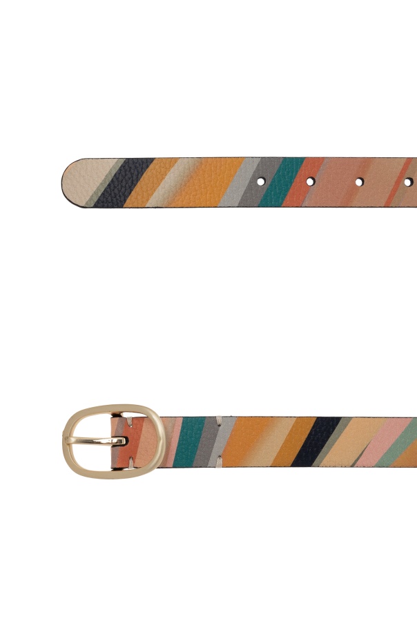 Paul Smith Multicolored Striped Belt In Nude