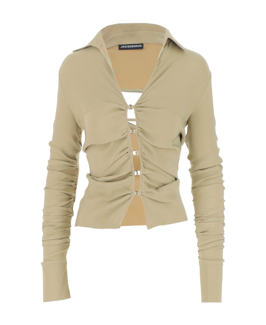 Jacquemus V-neck Long-sleeve Cardigan In Nude