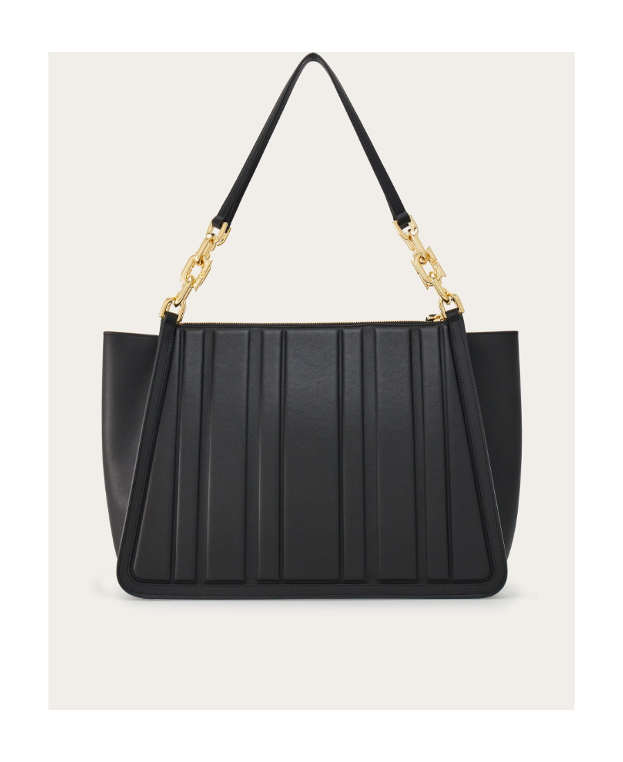 Ferragamo Panelled-design Leather Tote Bag In Black