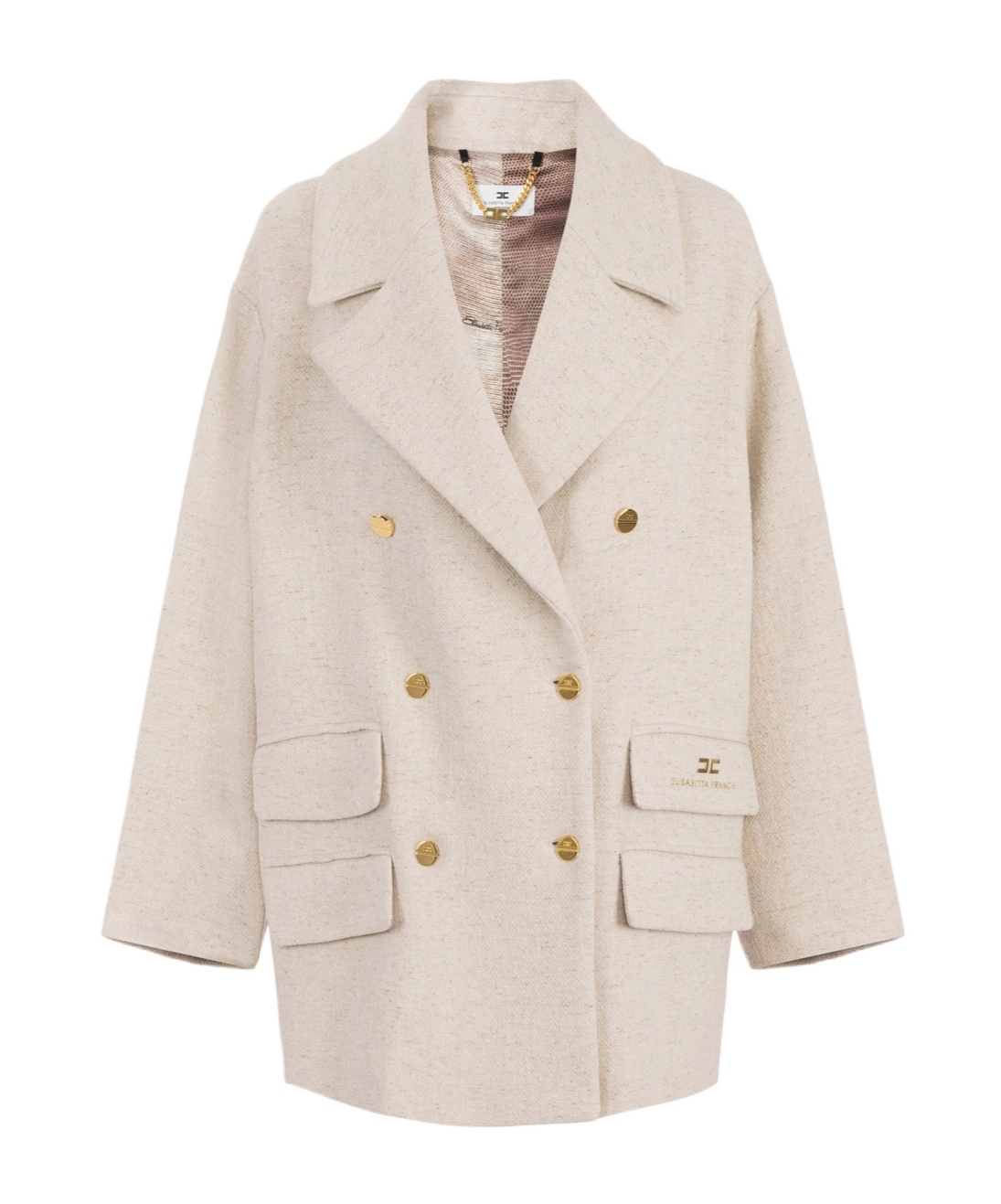 Elisabetta Franchi Double-breasted Coat Coats And Trench Coats White In Neutral