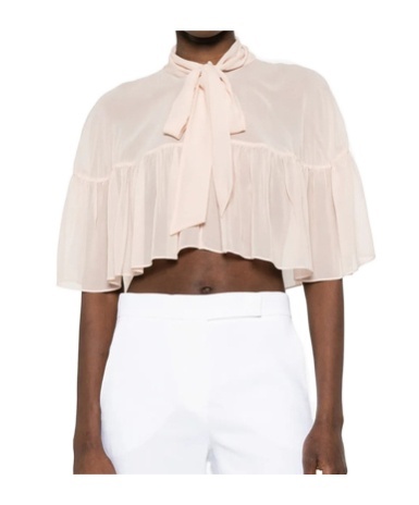 Max Mara Tie Cape Blouse In Neutral