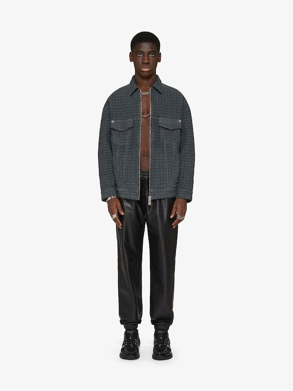 Givenchy Embossed-4g Pattern Leather Trousers In Black