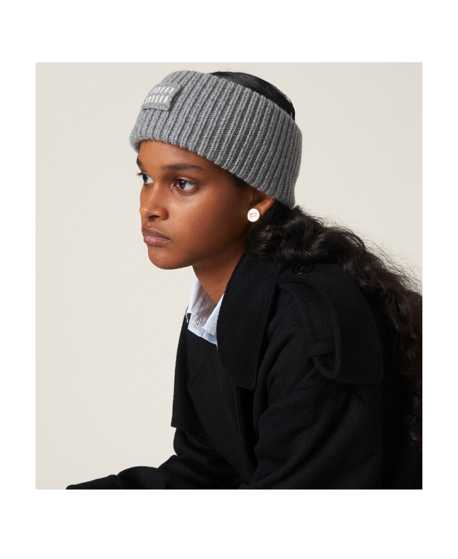 Miu Miu Cashmere Headband In Gray