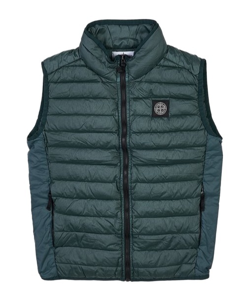 Stone Island High-necked Sleeveless Down Jacket In Green