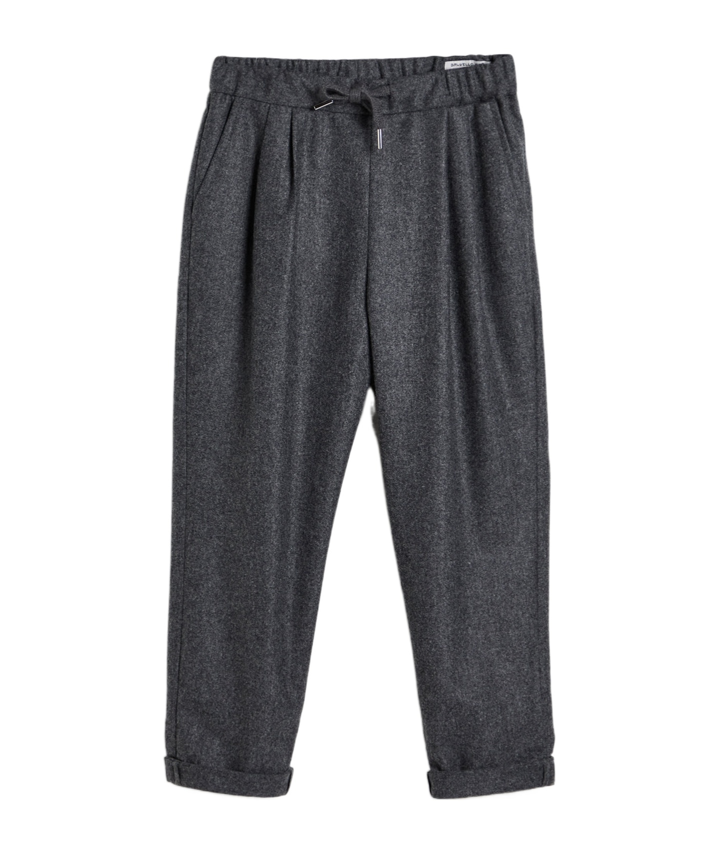 Brunello Cucinelli Virgin Wool Flannel Trousers In Gray