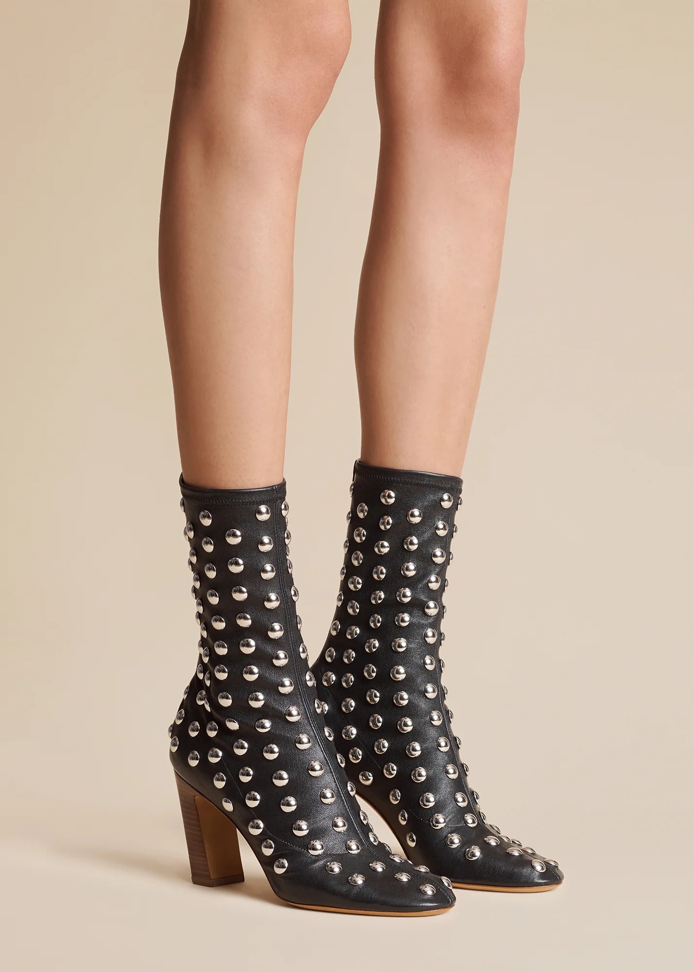 Khaite Round Head Zipper Short Boots In Black