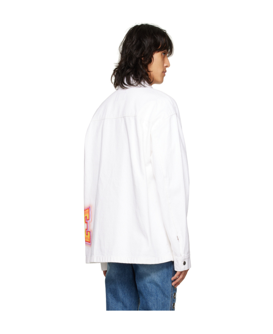 We11 Done Logo-printed Denim Jacket In White