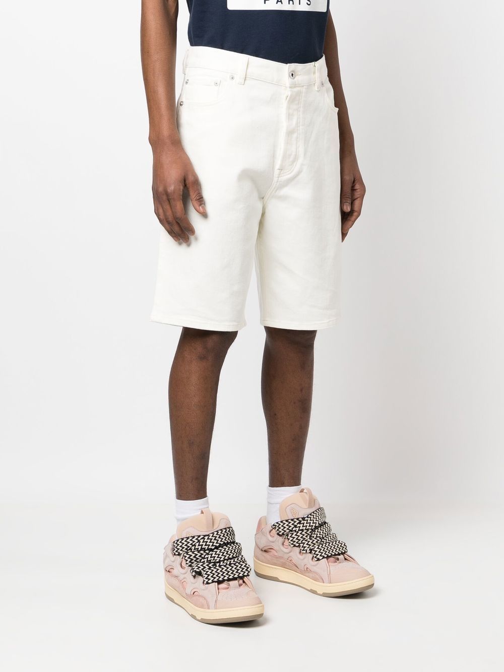 Kenzo Logo-patch Denim Shorts In White