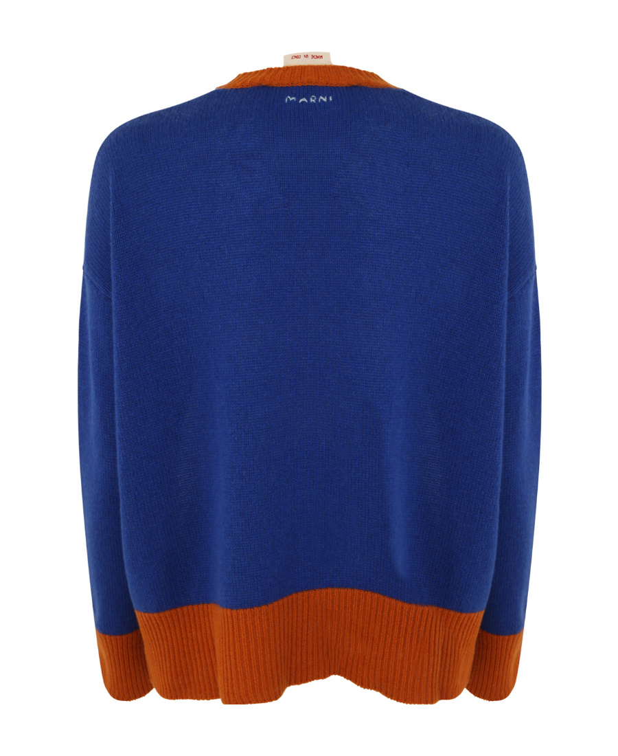 Marni Color Block Light Blue Cashmere Sweater In Blue