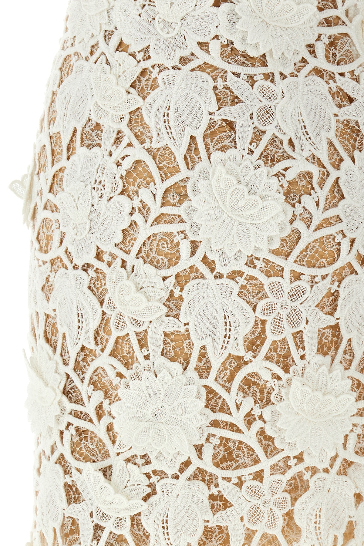 Ermanno Scervino Lace Overlay Strapless Midi Dress In White