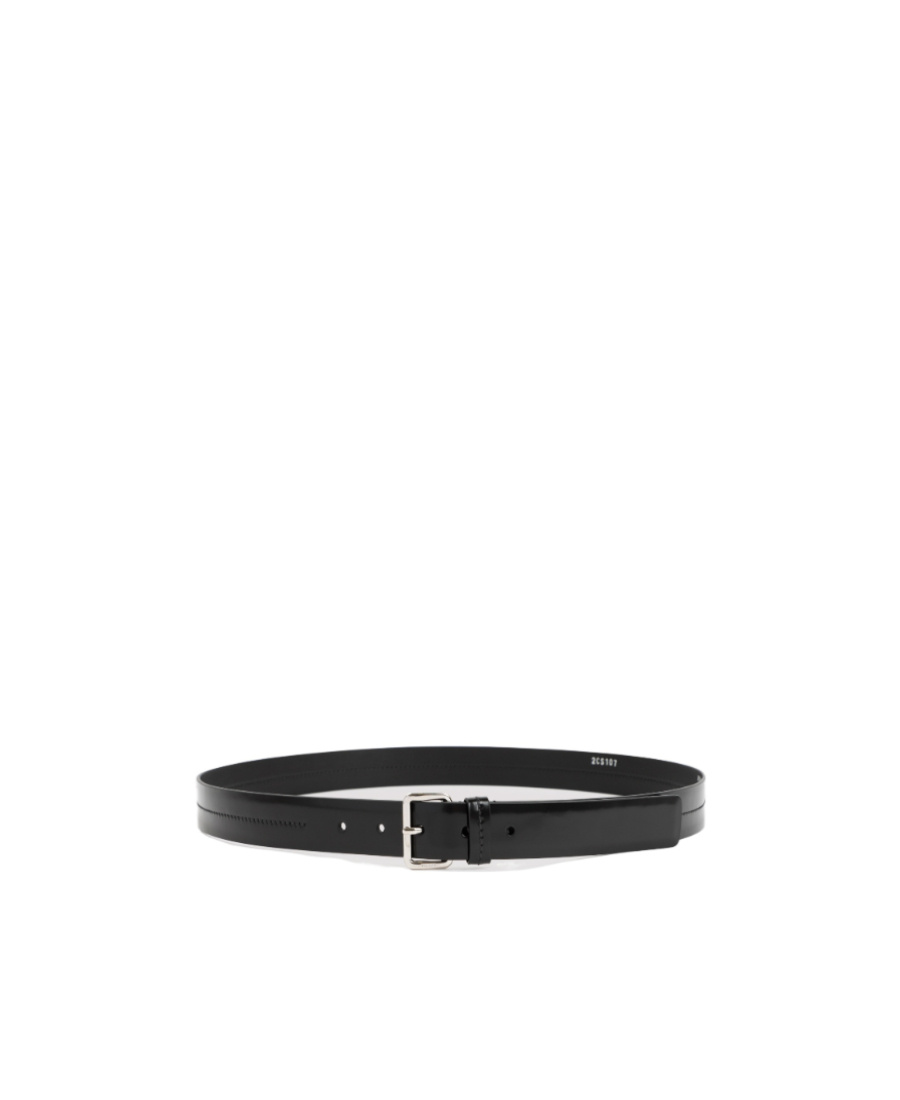 Prada Logo-engraved Leather Belt In Black
