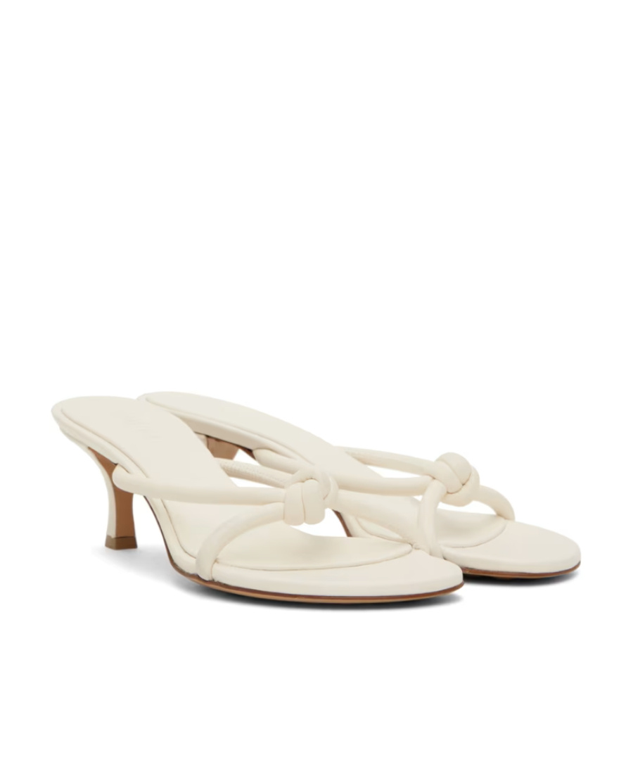 Bottega Veneta White Blink Mules In Nude