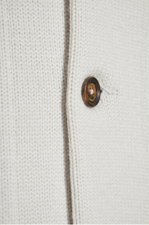 Eleventy Shawl Collar Sweater With Cuffs And Hem In White