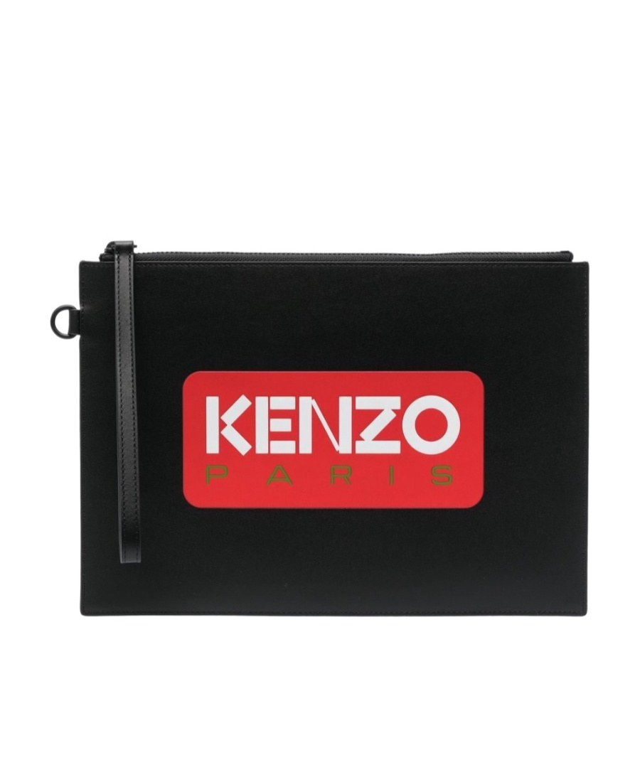 KENZO KENZO LOGO PRINTED ZIPPED LARGE CLUTCH BAG
