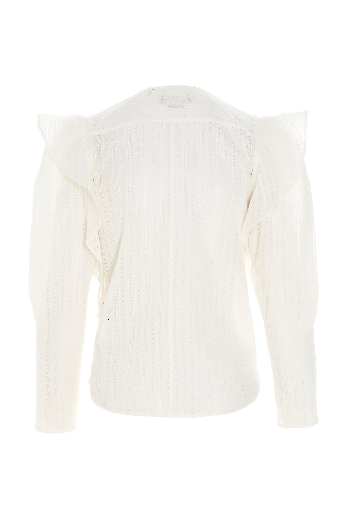 Isabel Marant Broderie Anglaise Ruffle-trim Blouse In White Cotton In White