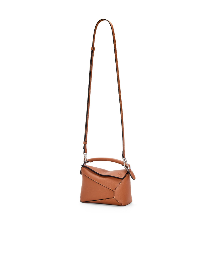 Loewe Puzzle Edge Mini Textured-leather Shoulder Bag In Brown