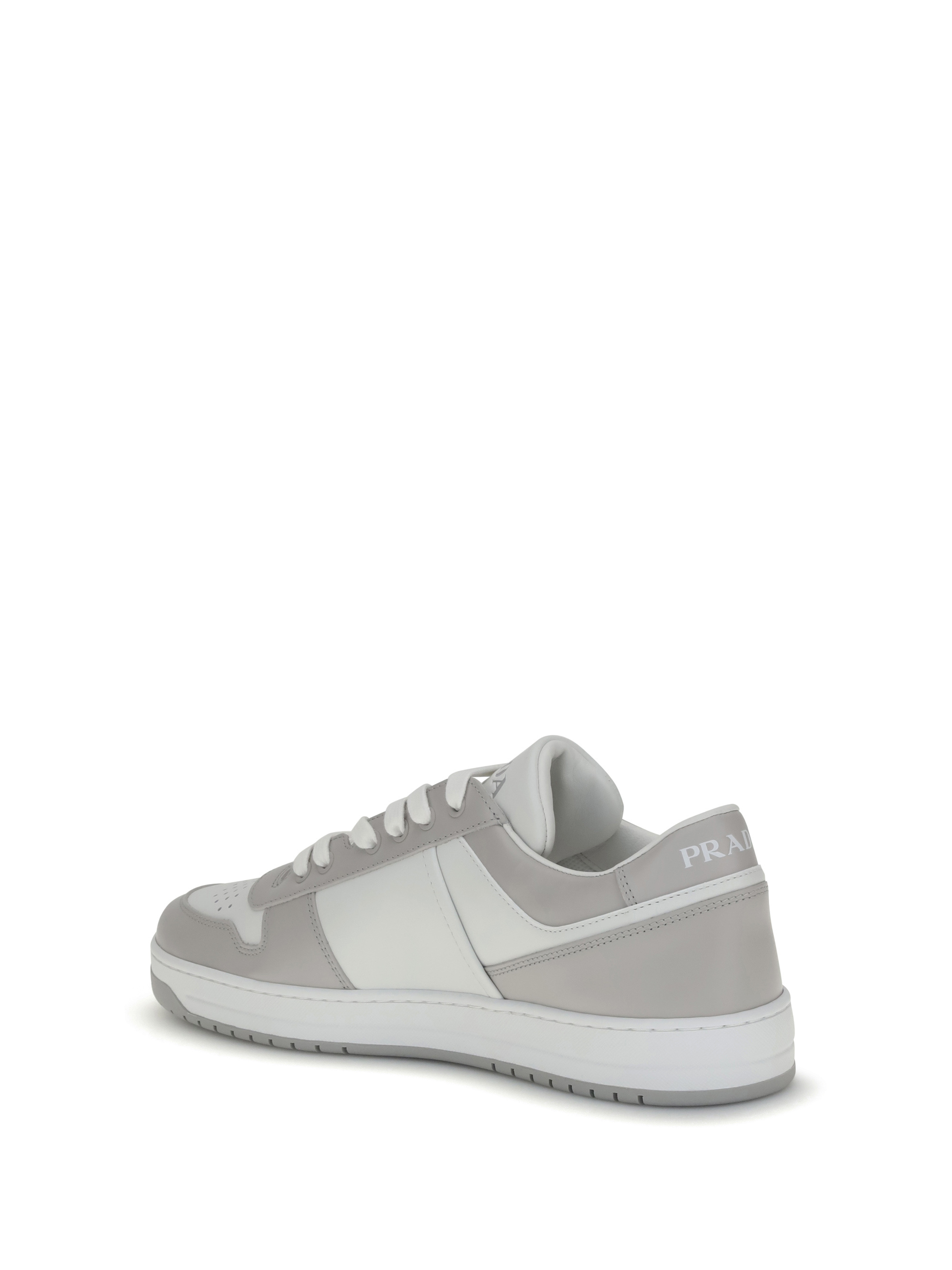 Prada Leather Sneakers Downtown Two-tone Silhouette In Gray