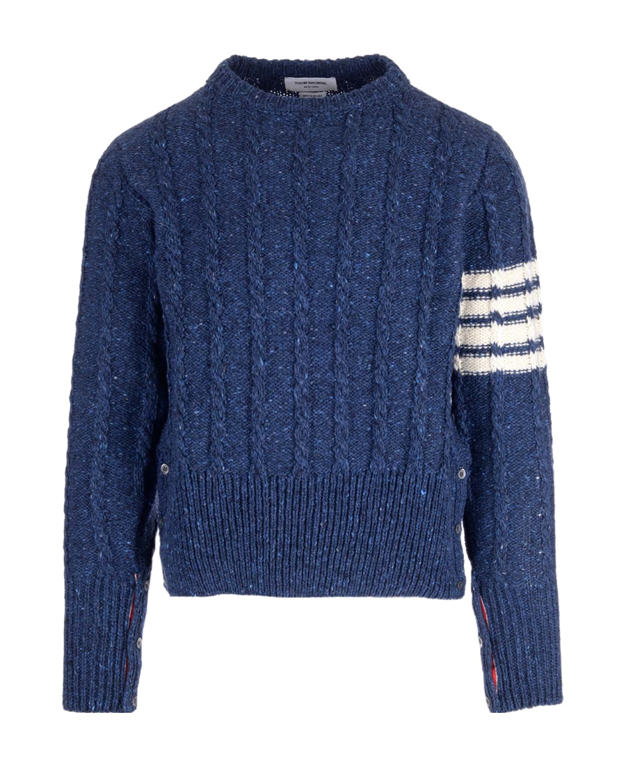 THOM BROWNE THOM BROWNE RWB STRIPE CABLE-KNIT CREWNECK JUMPER