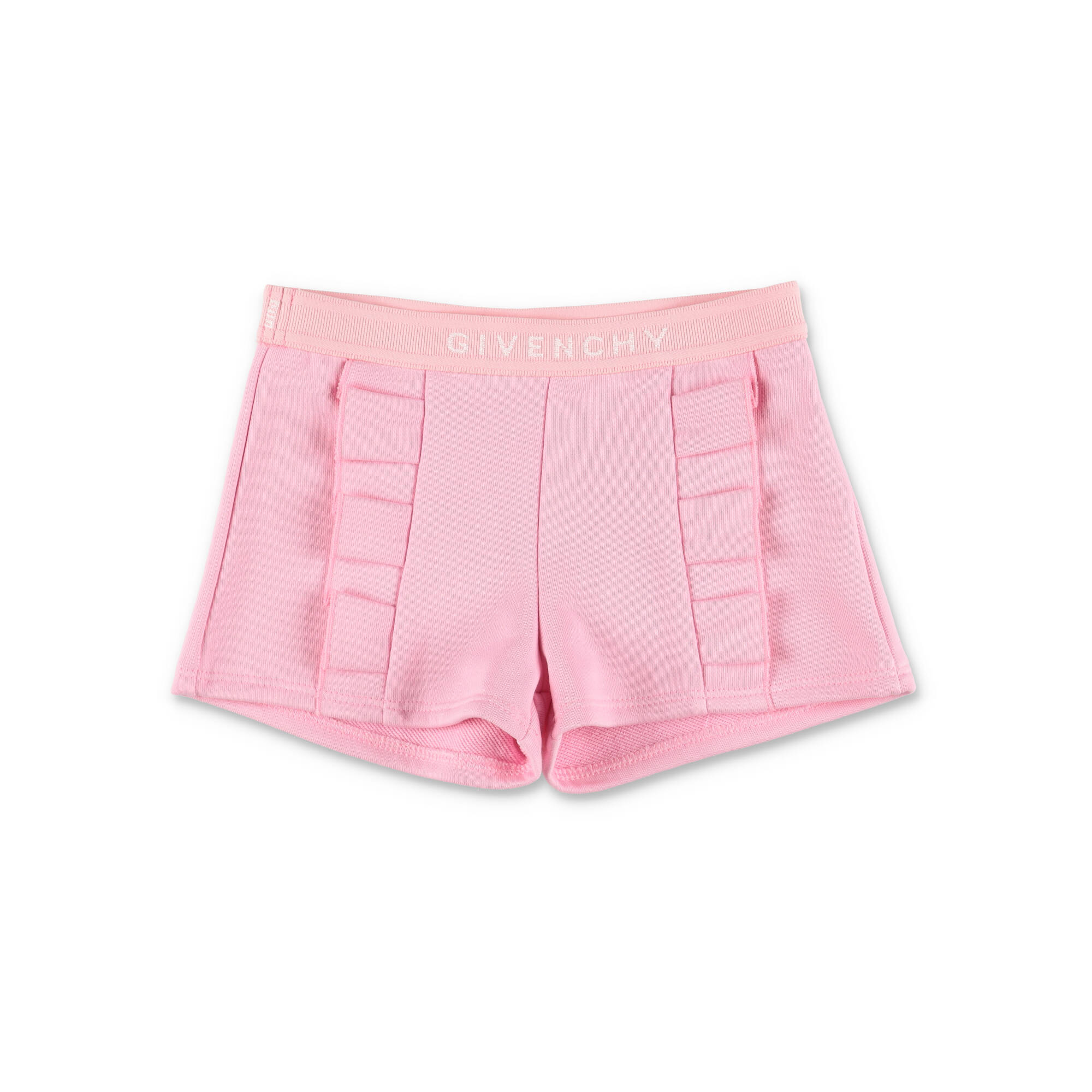 Givenchy Kids Ruffled Detail Logo Waistband Shorts In Pink