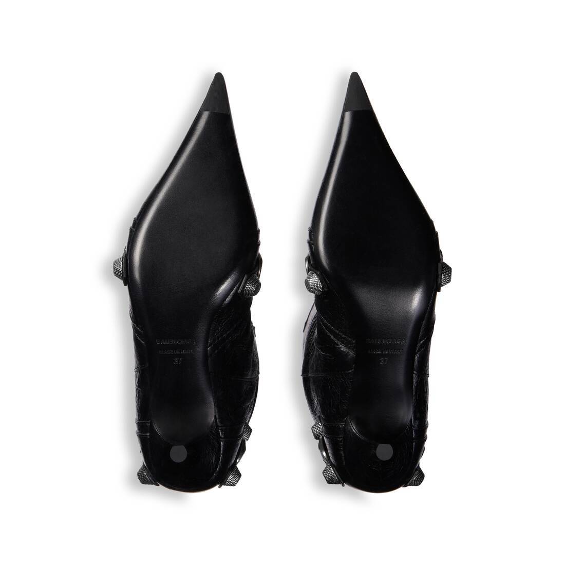 Balenciaga Cagole Wide Boot L50 Low Heels Boots In Black Leather In Black