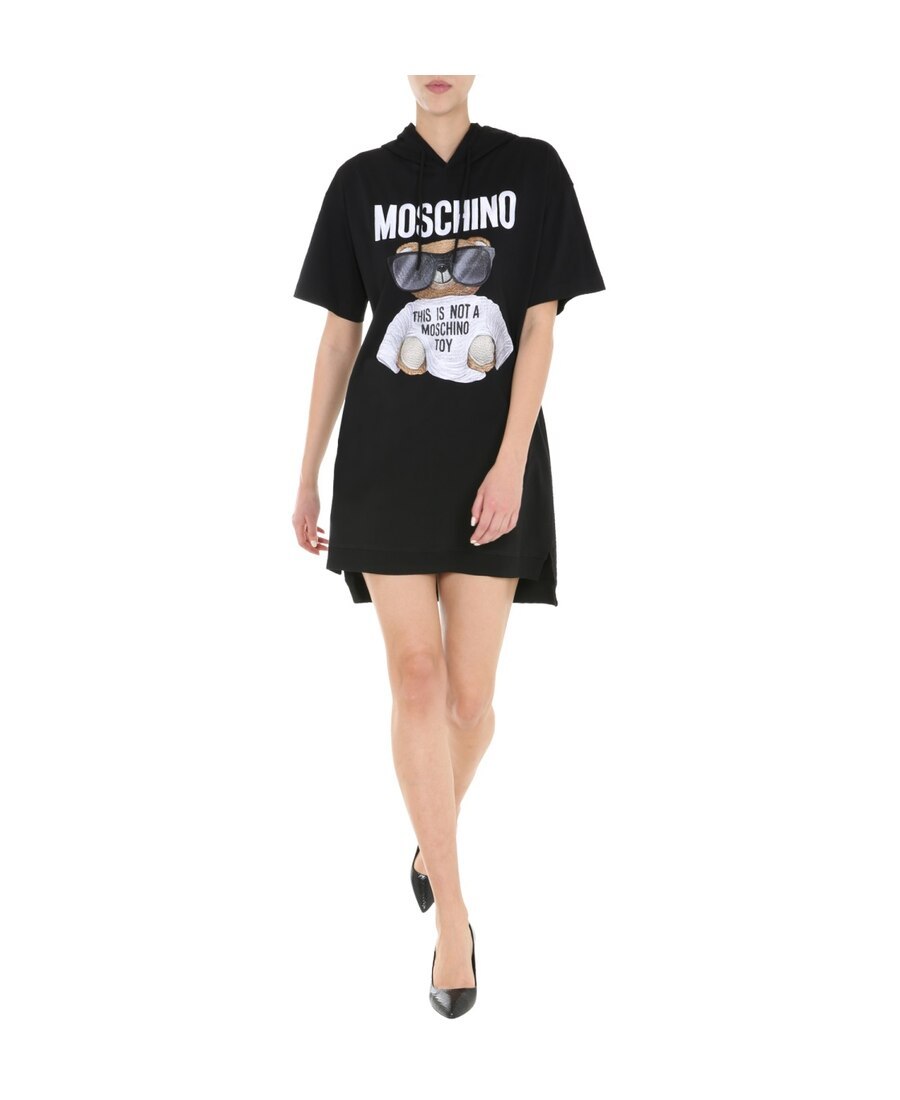 Moschino Micro Teddy Bear Jersey Dress In Black