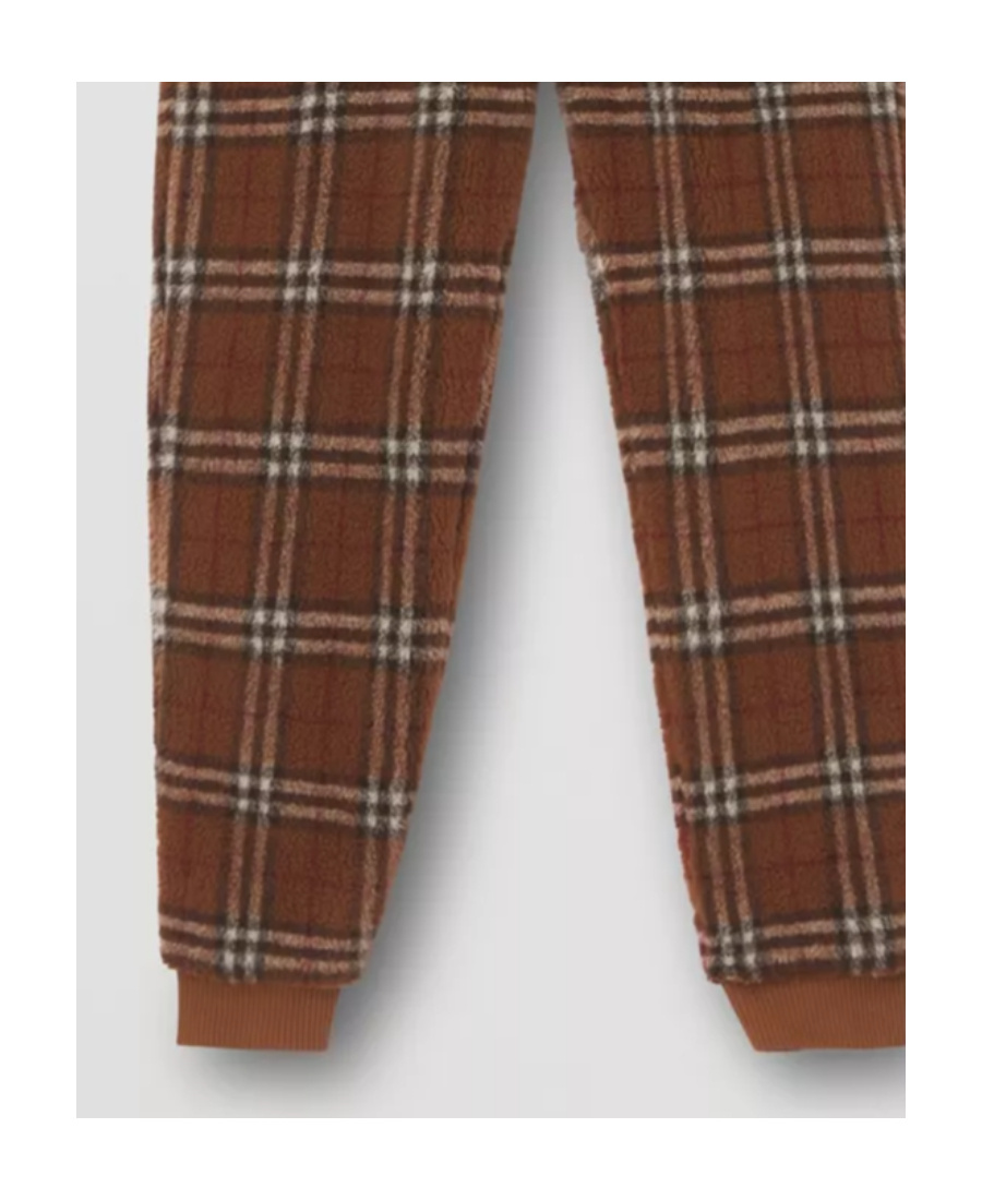 Burberry Trousers Featuring Elastic Waistband And Check Pattern In Brown