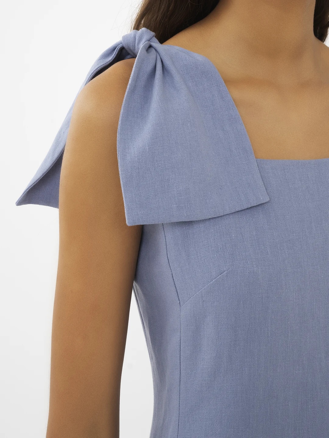 Chloé Linen Canvas Dress With Tie Straps In Blue