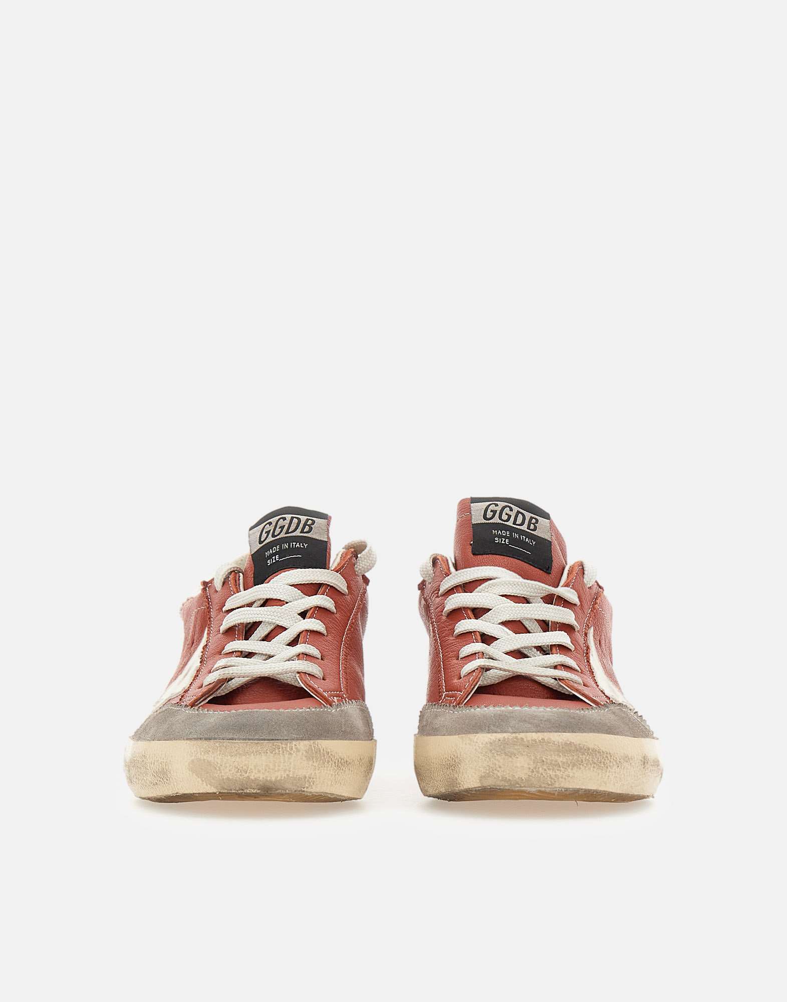 Golden Goose Super-star Distressed Suede-trimmed Leather Sneakers In Orange