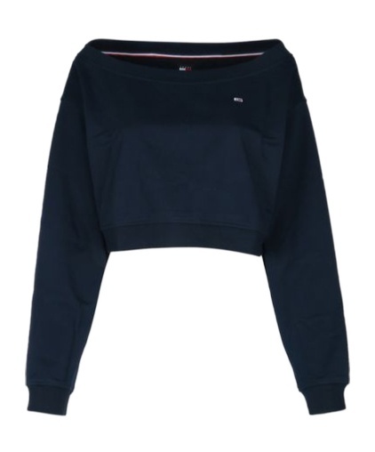 Tommy Hilfiger Tommy Jeans Off-shoulder Cropped Sweatshirt In Blue