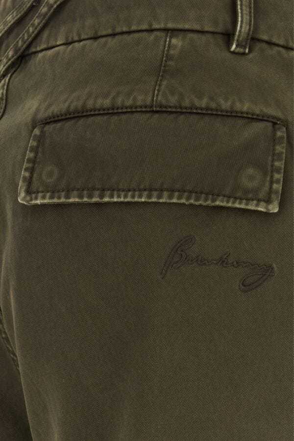Burberry Cargo Trousers With Belt Loops And Stitch Detailing In Green