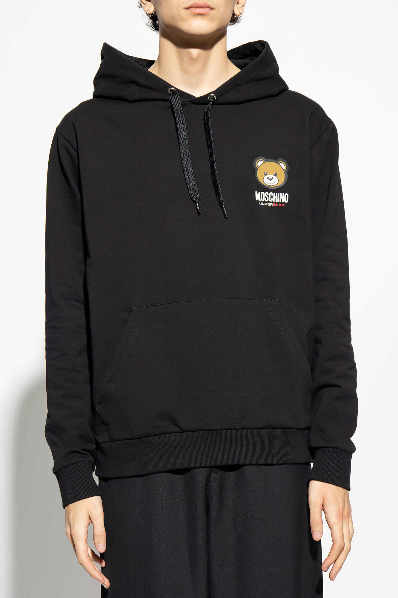 Moschino Long-sleeved Hooded Sweater In Black