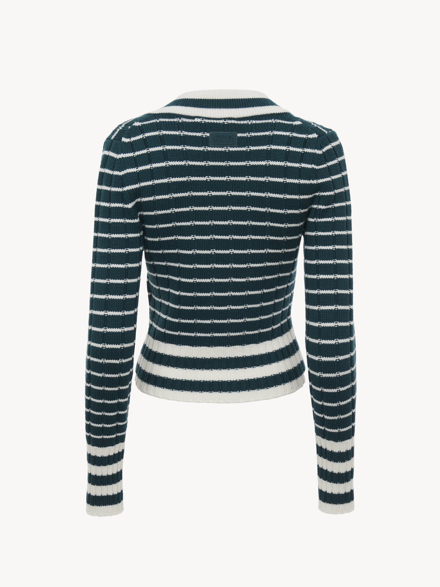 Chloé Striped Ribbed Knit Jumper Lace Detail In Green
