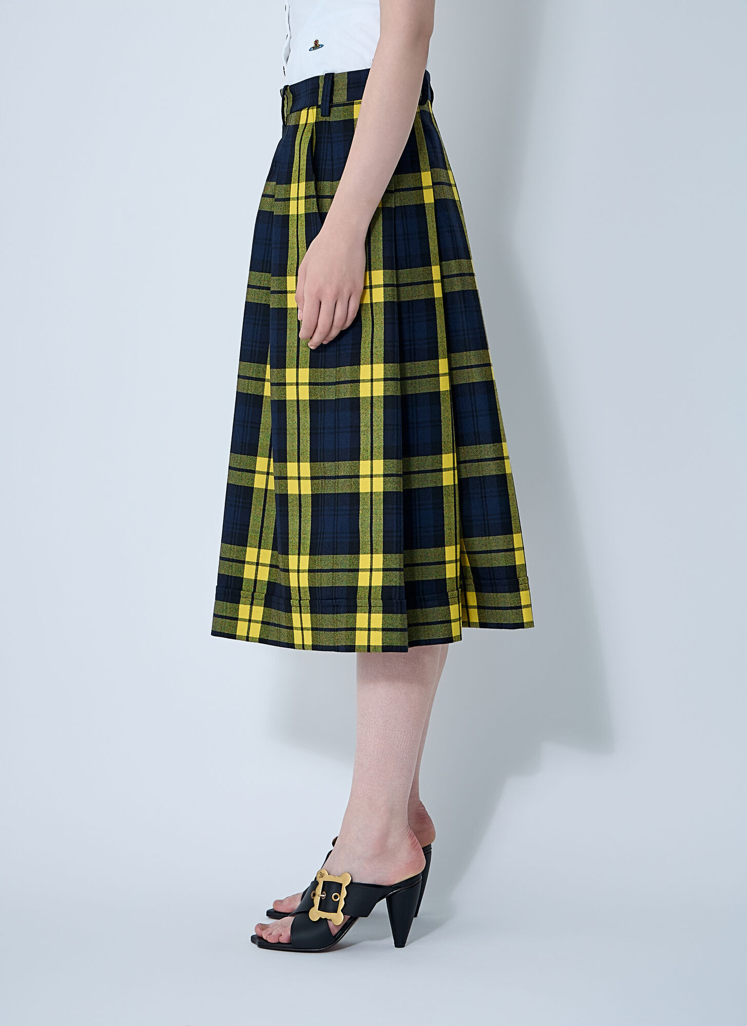 Vivienne Westwood Checked Pleated Midi Skirt In Green