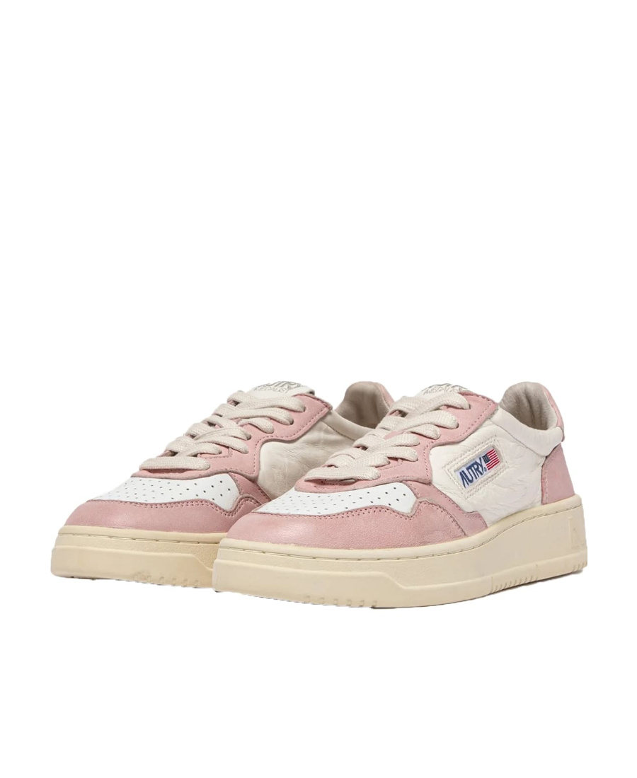 Autry Medalist Bi-color Leather Sneakers In Nude