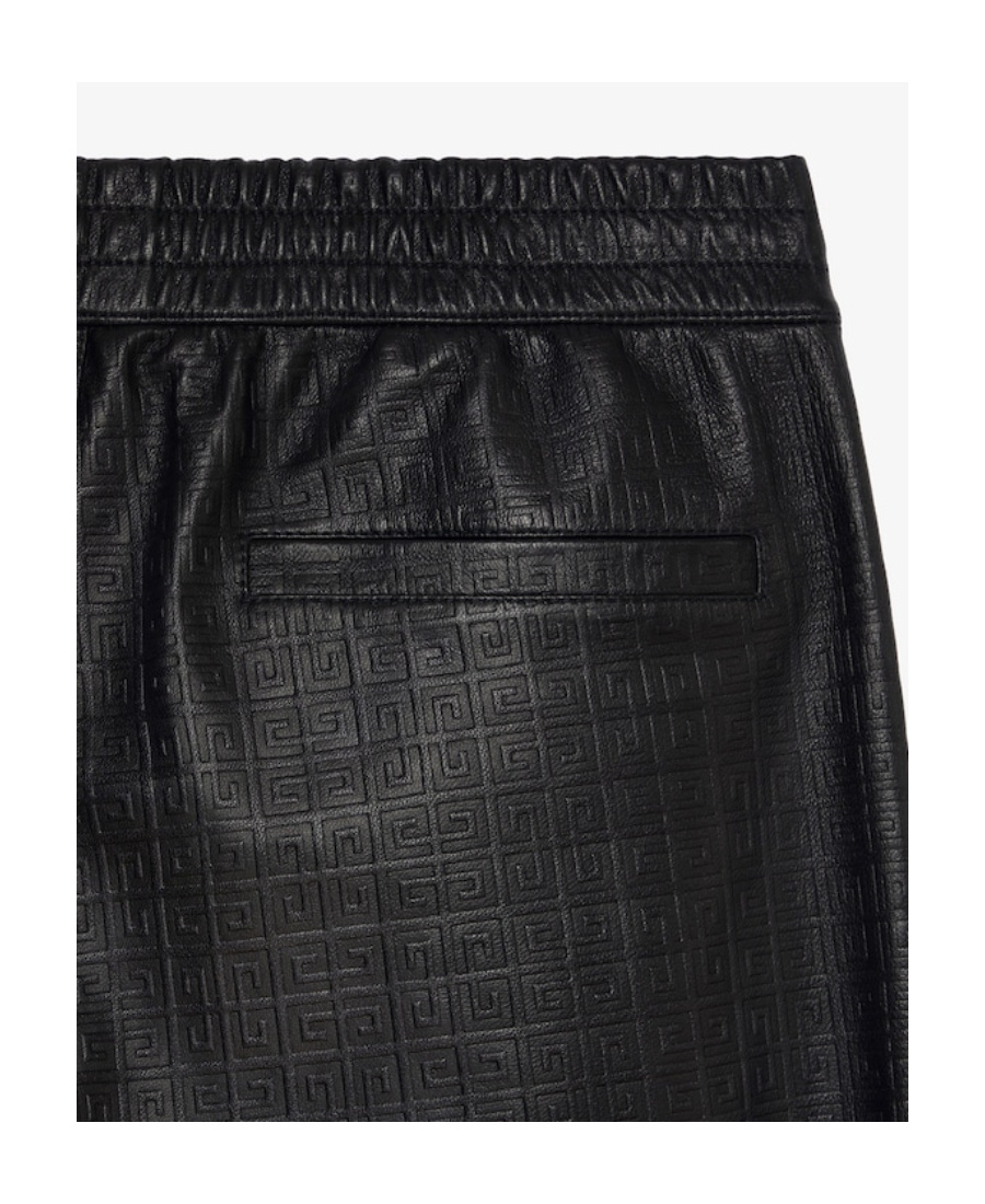 Givenchy Embossed-4g Pattern Leather Trousers In Black