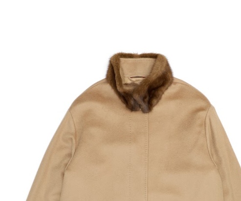Max Mara Fur Collar Coat In Nude