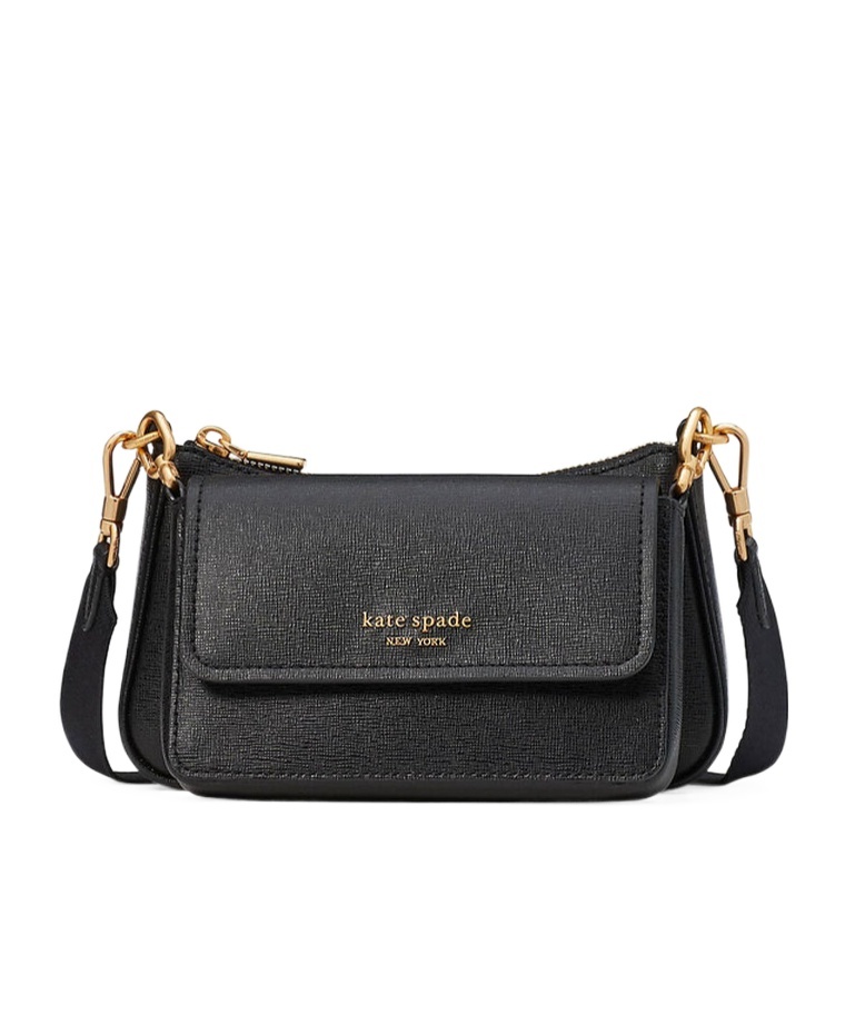 Kate Spade New York Morgan Double Up Saffiano Leather Crossbody Bag In Black