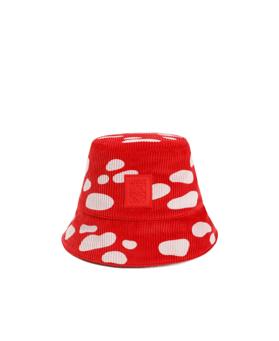 Loewe Mushroom Bucket Hat In Corduroy In Red