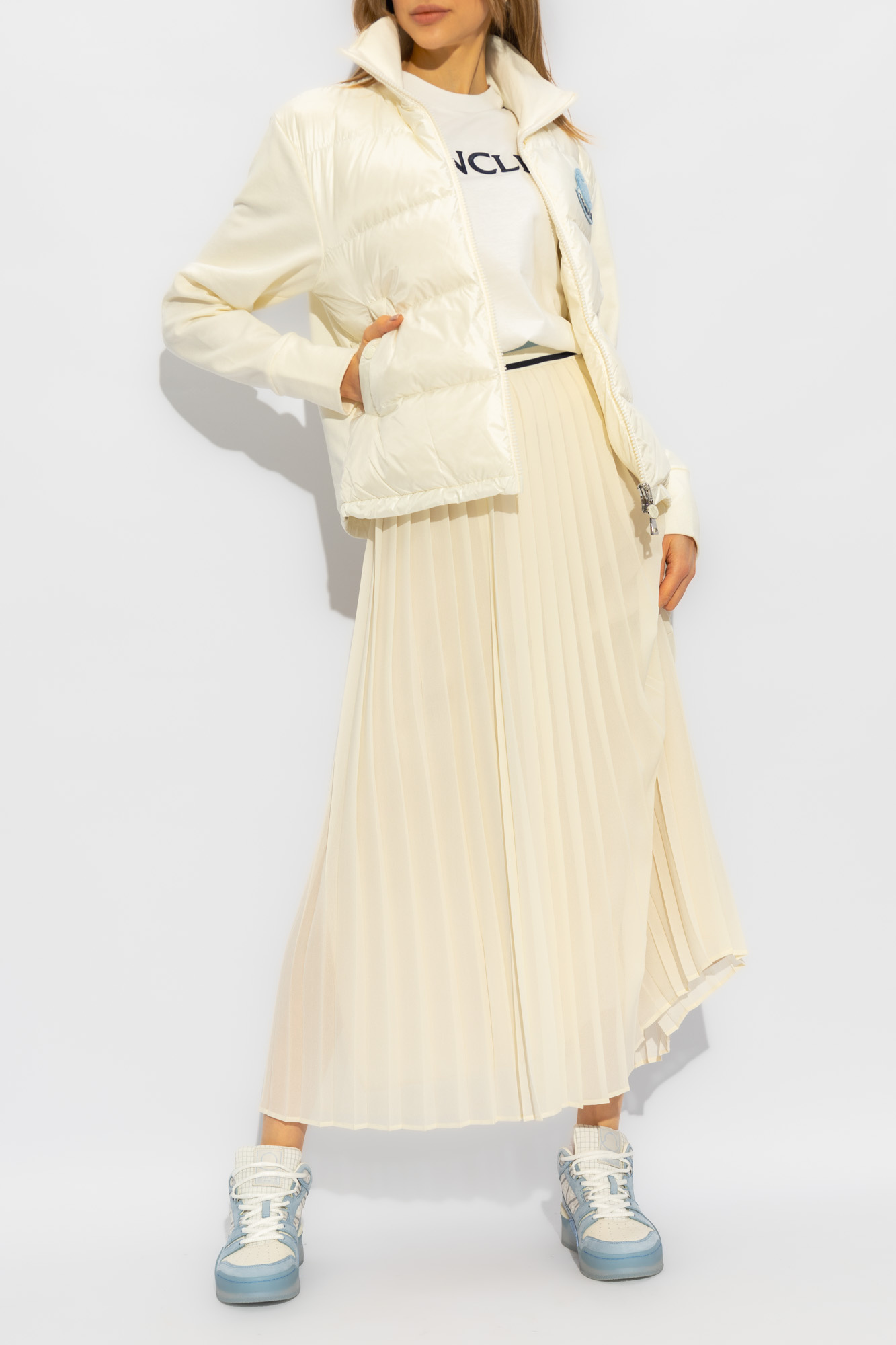 Moncler Logo-patch Padded-panel Jacket In White