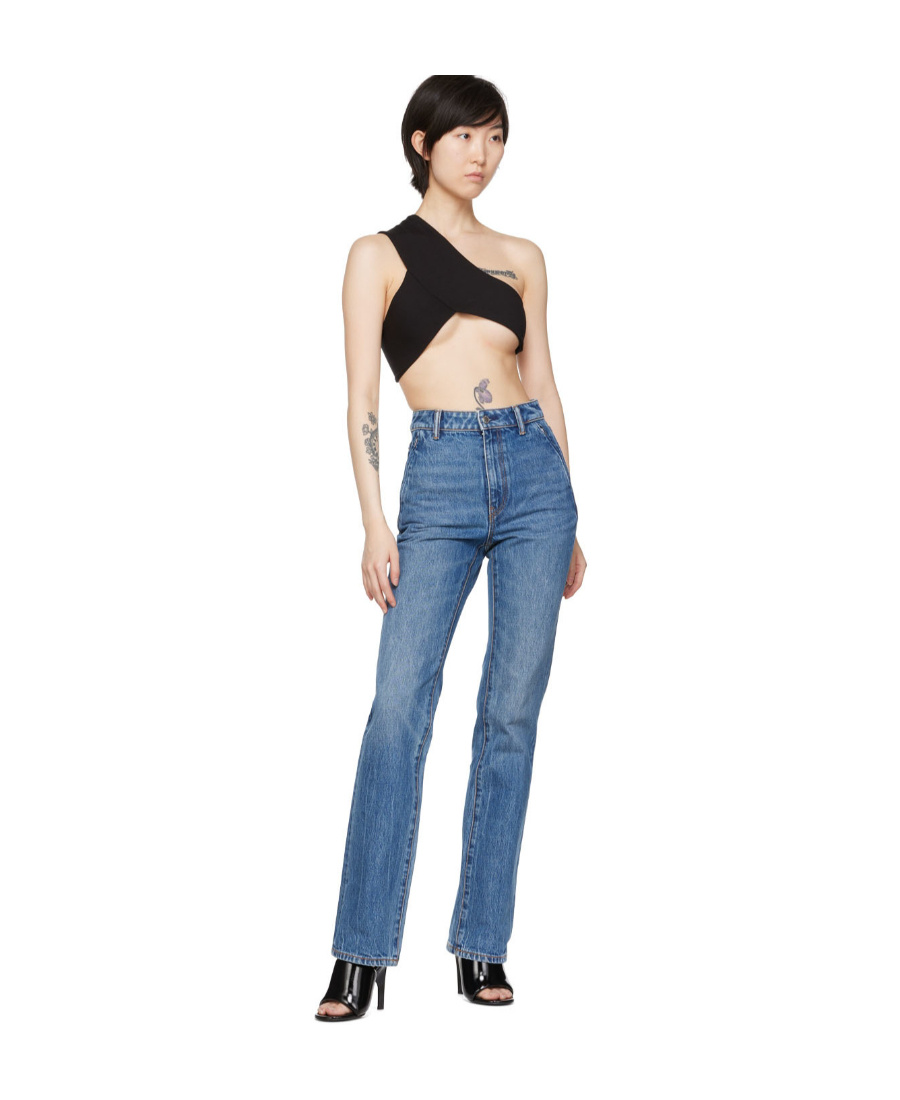 Shop Alexander Wang Logo High-waisted Jeans In Blue