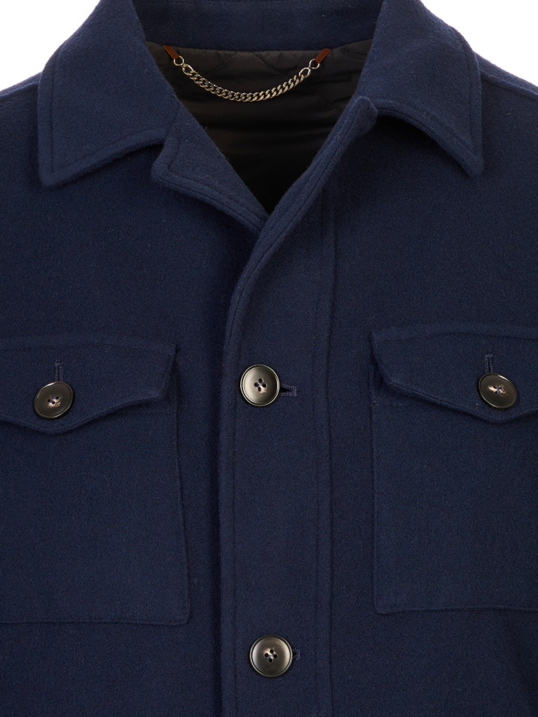 Canali Button-up Multi-pocket Jacket In Blue