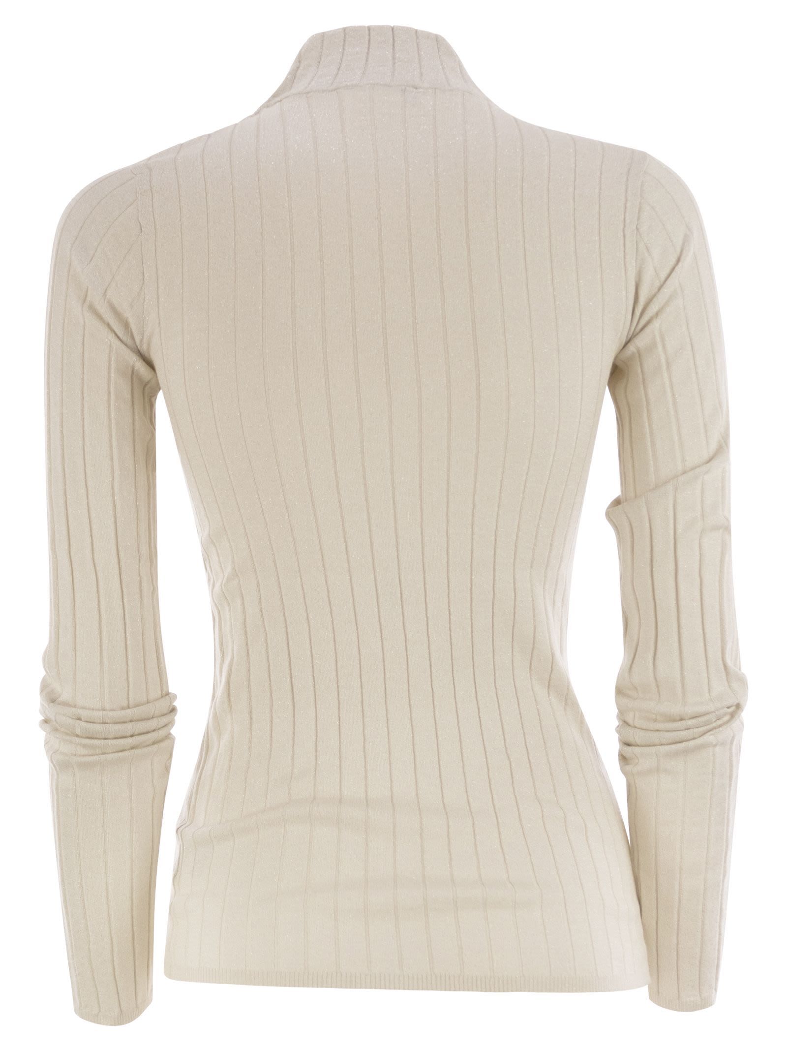 Brunello Cucinelli Women Lightweight Cashmere And Silk Broad Rib Sweater In Neutral