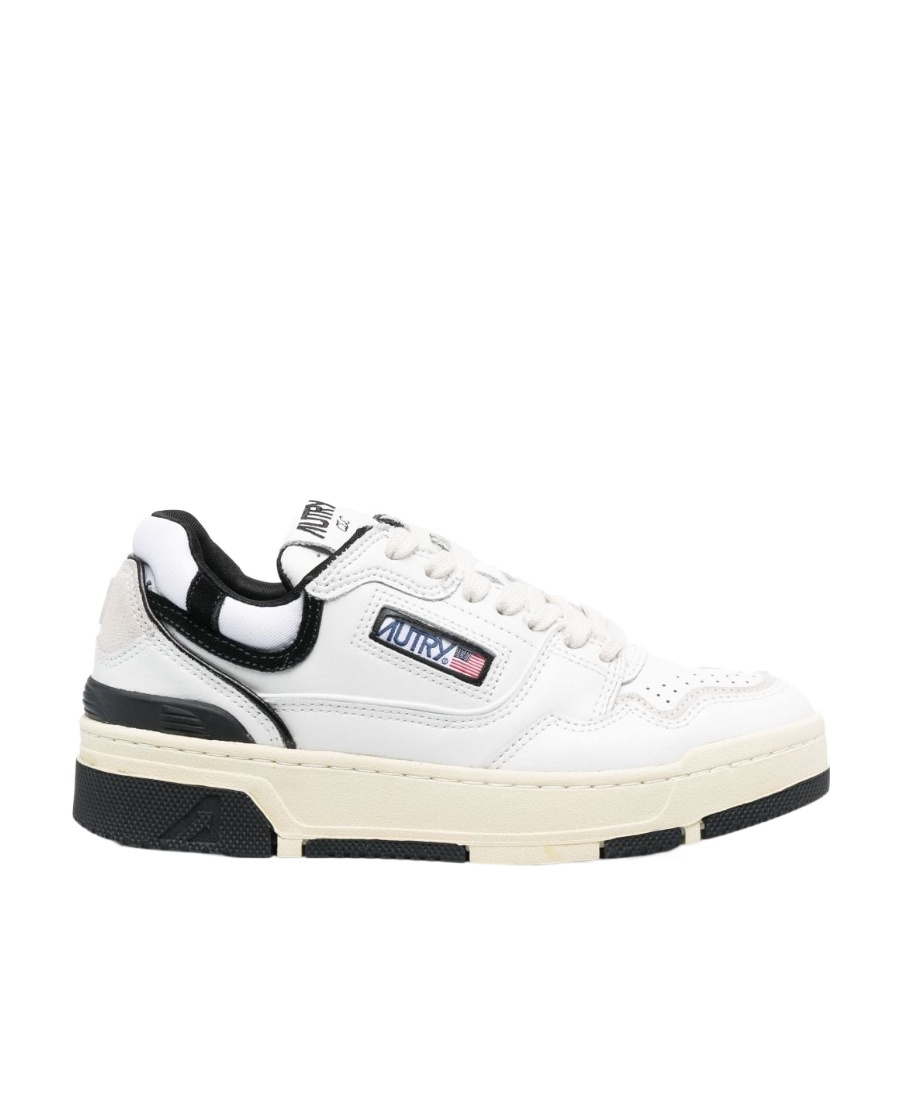 Autry White Low Top Sneakers With Black Details And Logo Patch In Leather And Suede Man In White
