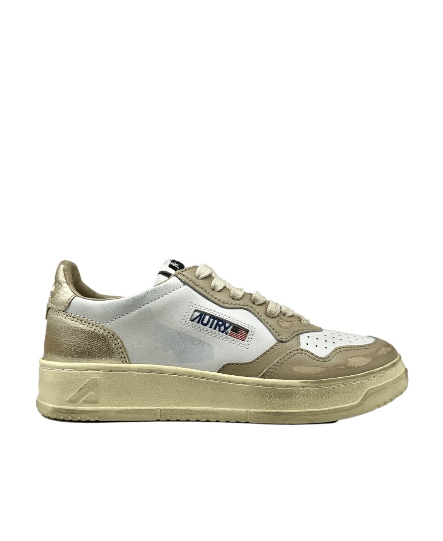 Autry Medalist Super Vintage Leather Sneakers In Nude