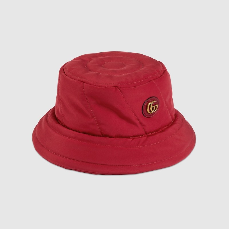 Gucci Double G Padded Buckle Hat In Red