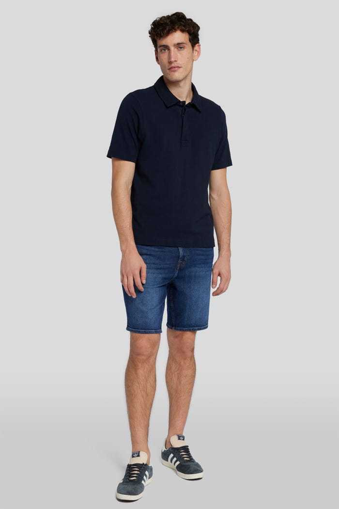 7 For All Mankind Mid-rise Denim Shorts In Blue